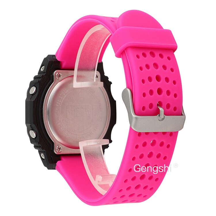 16mm silikone urrem, der passer til casio g shock aw -590 591 awg -m100a m100b awg -m100 g-7700 awg -100 awg -101: Rosenrød