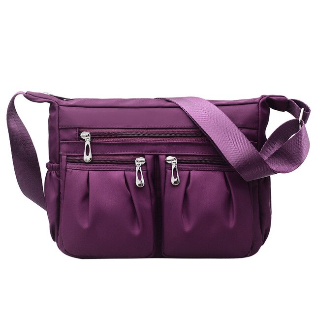 Yogodlns Nylon Shoulder Bag Women Waterproof Crossbody Bag Multi-pocket Handbag Large Capacity Messenger Bag Travel Oxford Bags: purple