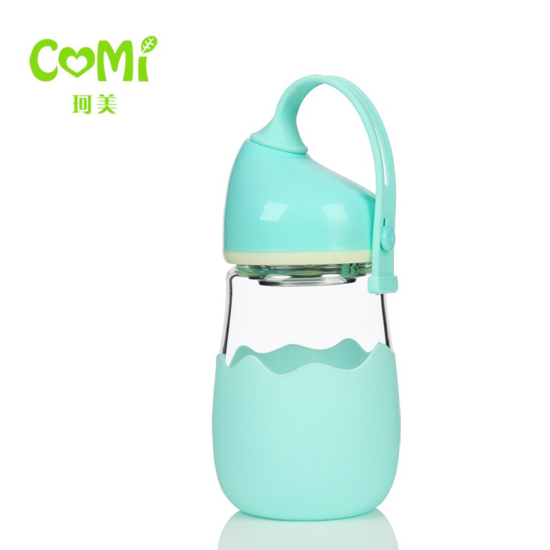 280 ML Cartoon Leuke Meisje Water Fles Met Touw Draagbare Outdoor Vrouwen Glas Drinken Flessen Isolatie Cover: Green