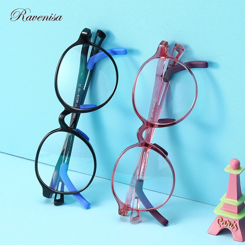 Trendy Cute Optical Blue Light Glasses For Boy Girls TR90 Pink Transparent Frame Round Computer Children Eyeglasses