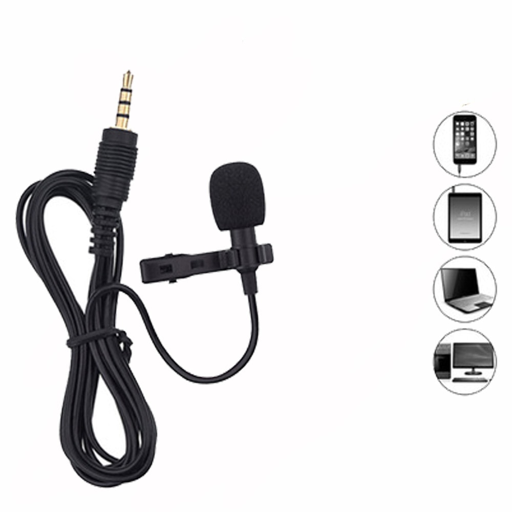 Portable Grade Lavalier Microphone 3.5mm Jack Hands-free Omnidirectional Mic Easy Clip-on Perfect for Record Live