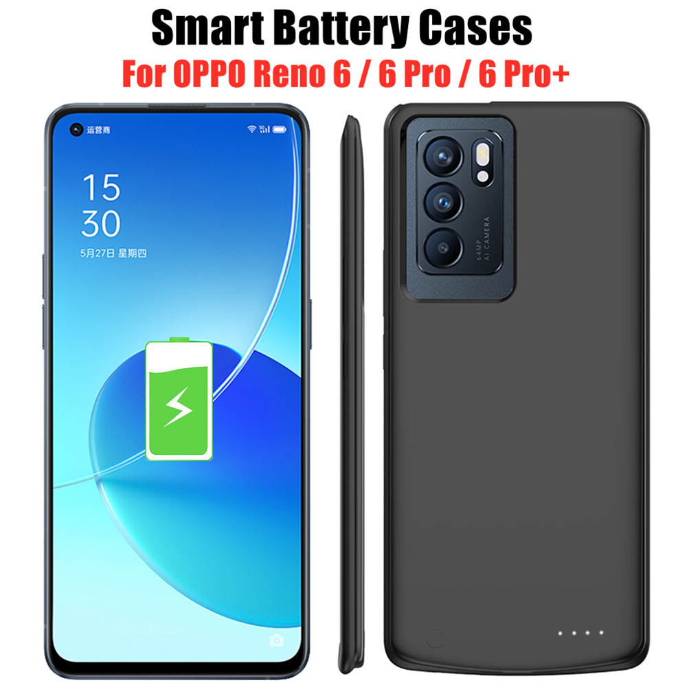 Fundas para cargador de batería para OPPO Reno 6 Pro, fundas para batería de 6800mAh, cubierta de carga de Banco de energía de respaldo para OPPO Reno 6 Pro + funda de energía