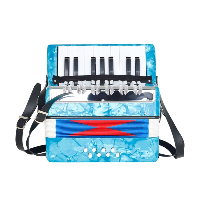 Piano Accordeon 17 Toetsen 8 Bas Muziekinstrument met Intrekbare Lederen Band, Ritmetraining Veerinstrumenten voor Beginners en Studenten van Accordeon