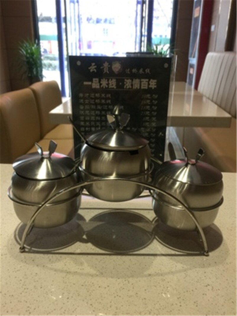 XMT-HOME de acero inoxidable para azúcar, recipientes para tarros de condimentos, sal, bote de especias con tapa, soportes para cuchara para Cocina