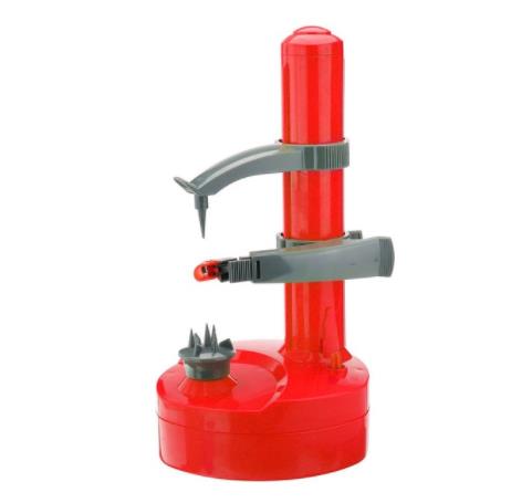 1PC Electric Spiral Apple Peeler Cutter Slicer Fruit Potato Peeling Automatic Battery Operated Machine with Charger Eu Plug: Red