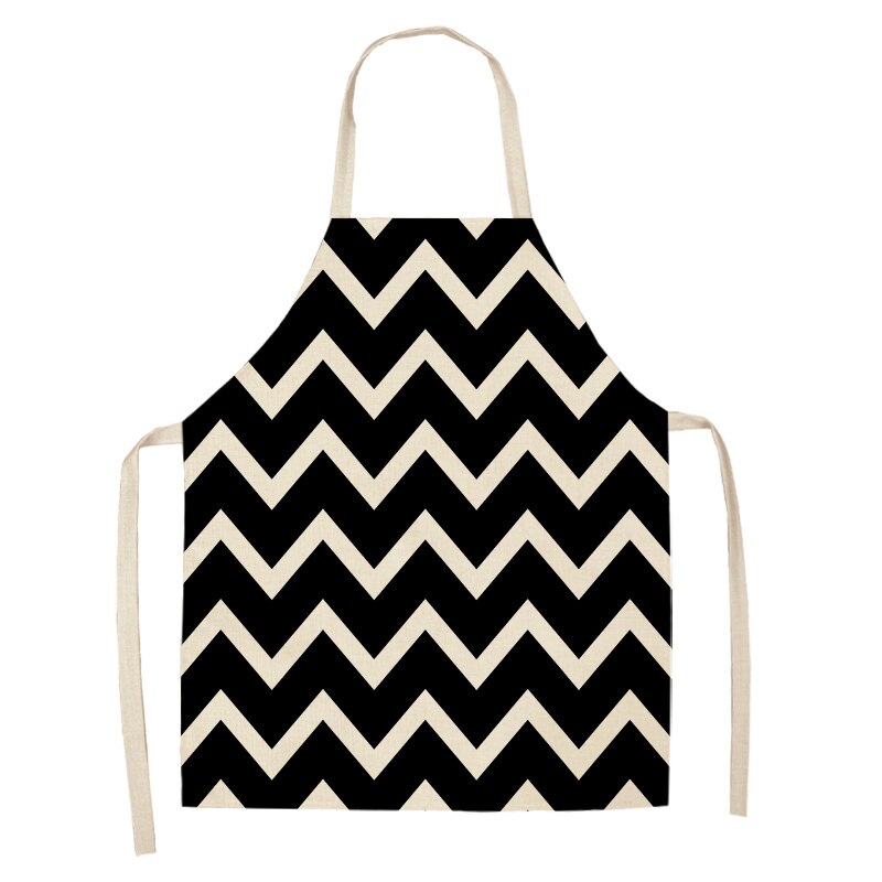1 stuk zwart-wit geometrisch keukenschort voor vrouwen en mannen thuis koken bakken winkel schoonmaken katoenen linnen slabbetjes 53*65cm g1006: N