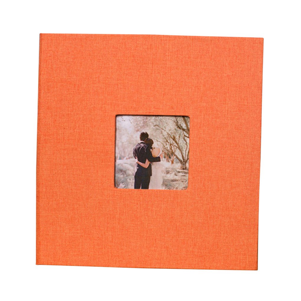 Cloth Cover Self-stick Photo Album Handmade DIY Scrapbook Home Anniversary Picture Album: Oranje