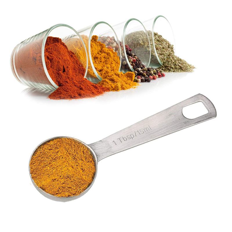 Cucharas medidoras de acero inoxidable, juego de 7 cuchara de medir apilable para ingredientes secos y líquidos, grabado marcado para cocinar al horno Sp
