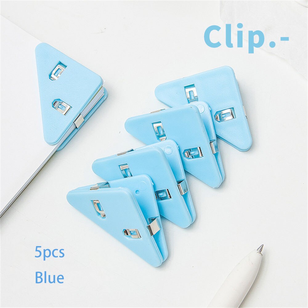 5 stücke Kunststoff Ecke Clip transparent Prüfung Seite Halfter Papier Clip Klemme Datei Index Foto Büro Schule Schreibwaren: Blau