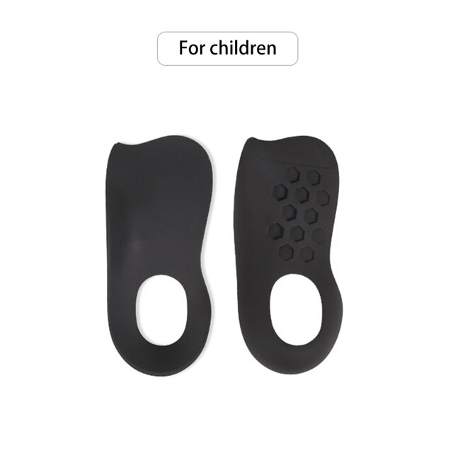 1Pair Flat Foot Orthopedic Insole Plantar Fascia Arch Support Collapse Orthosis Foot protection Outdoor Tool: Black-For children
