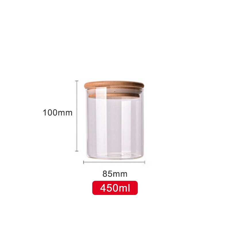 Pot à bonbons pour épices verre récipient Transparent bocaux en verre avec couvercles pot à biscuits pots de cuisine et couvercles petite taille: 450ml
