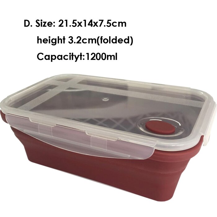 Silicone Folding Box Collapsible Lunch Box Container: D.1200ml