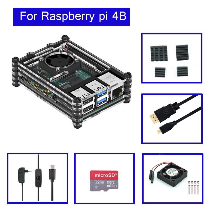 Framboise Pi 4 modèle B boîtier ABS boîtier plastique coque blanche classique avec ventilateur avec dissipateur thermique pour framboise Pi 4