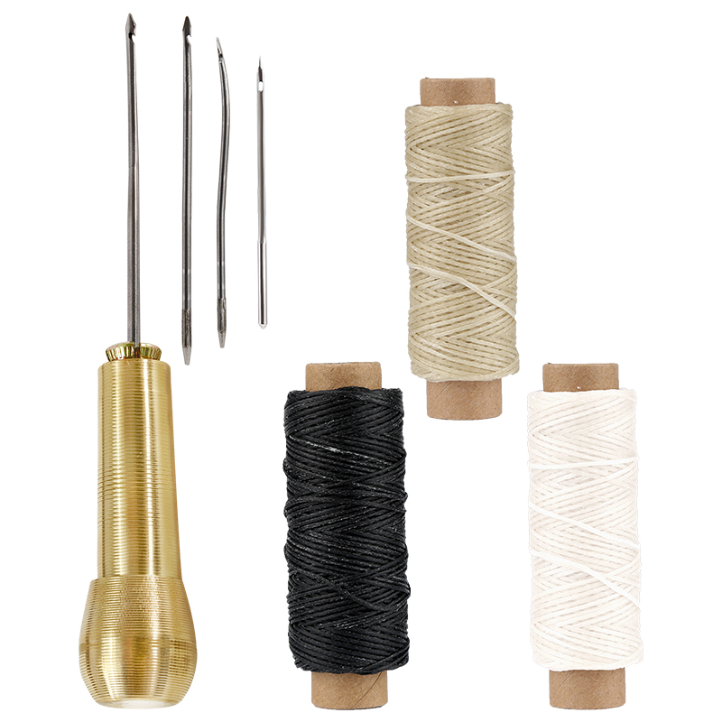 Dailylike Leather Sewing Kit 50m Wax Thread Stitching Groover Scratch Awl Leather DIY Craft Shoes Canvas Repair Working Tool: type2