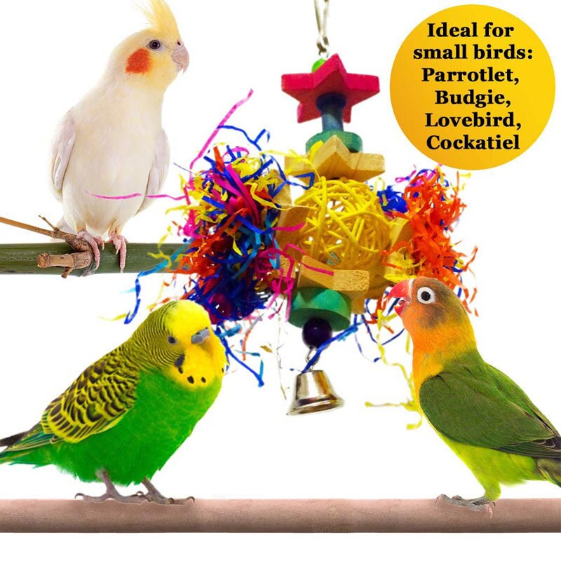 Juguete para loro y pájaro, Bola de campana para periquito, jaula para masticar, juguete de pájaro para mascotas, suministros para mascotas