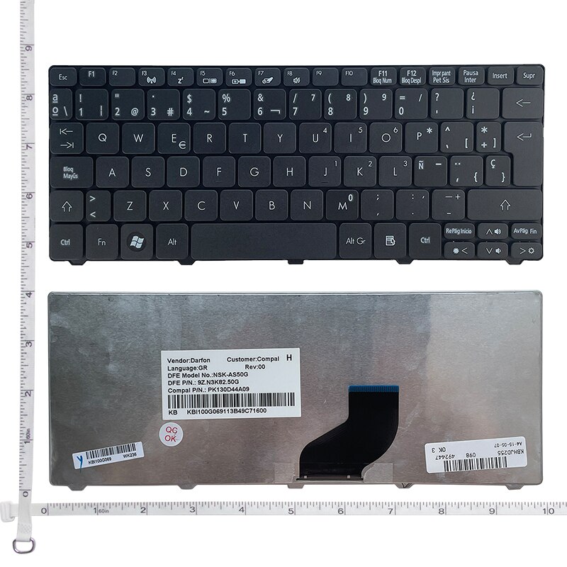 Teclado español para Acer Aspire One D255 D257 AOD257 D260 D270 521 532 532H 533 AO521 AO533 NAV50 Teclado negro SP