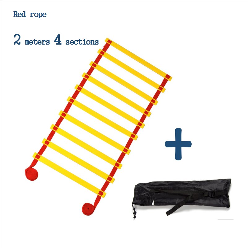 Sports Agility Speed Ladder Soccer Training Ladders Stairs Agile Staircase Fitness Football Speed Ladder Nylon Straps Equipment: Red 2 m 4 sect