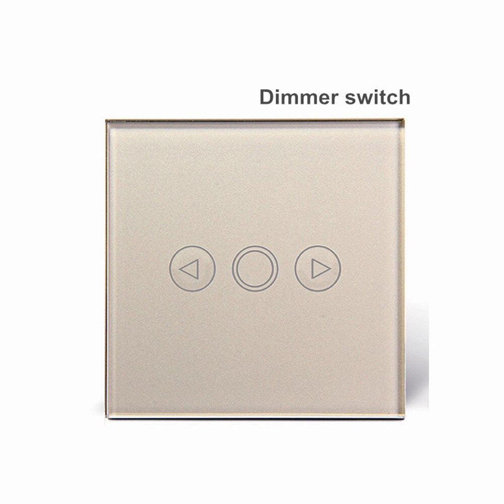 EU Standard 1 Gang 1 Way LED Dimmer Switch 220V, Crystal Glass Touch Panel Dimmer, Smart RF Switch for smart home module 433mhz: GOLD