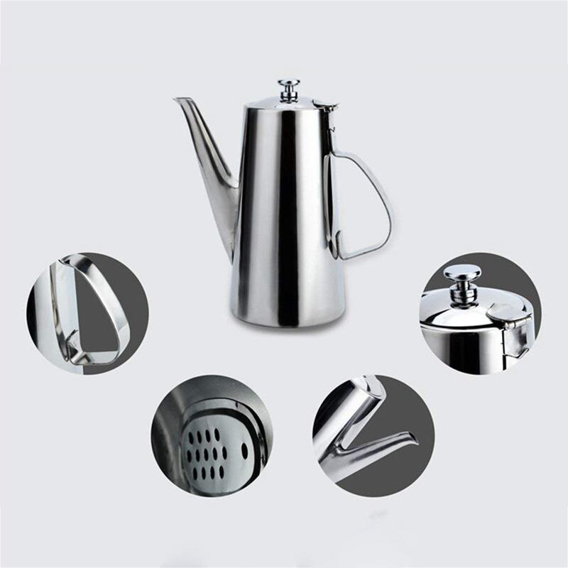 Pichet inox Carafe à eau avec couvercle pour café lait boisson-bec Long, 2L