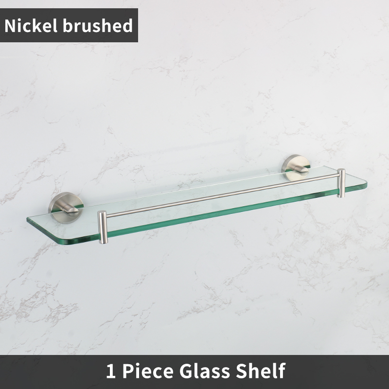 Estantes de baño de acero inoxidable, estante de almacenamiento de ducha, estante de baño de vidrio, estante de champú de montaje en pared, organizador de accesorios de baño: Blanco