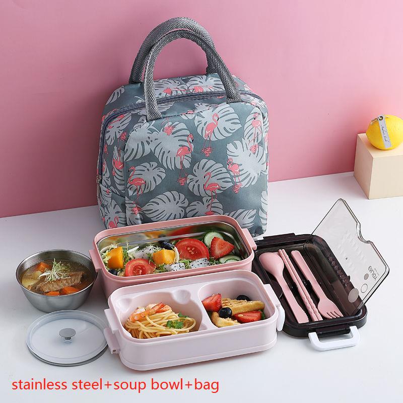 Lunch Box Bento Box Voor School Kids Kantoormedewerker 2 Lagen Microwae Verwarming Lunch Container Voedsel Opbergdoos: set3-pink