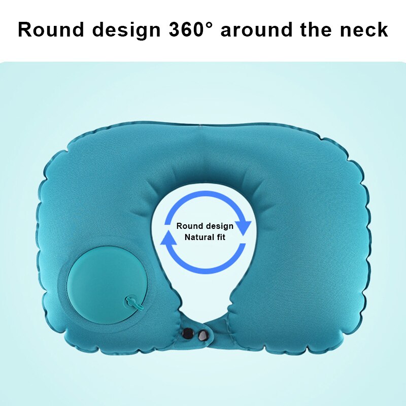 U-vormig kussen, draagbaar, automatisch opblaasbaar kussen, flocking u-kussen, opblaasbaar u-kussen met duwmechanisme ,  c44