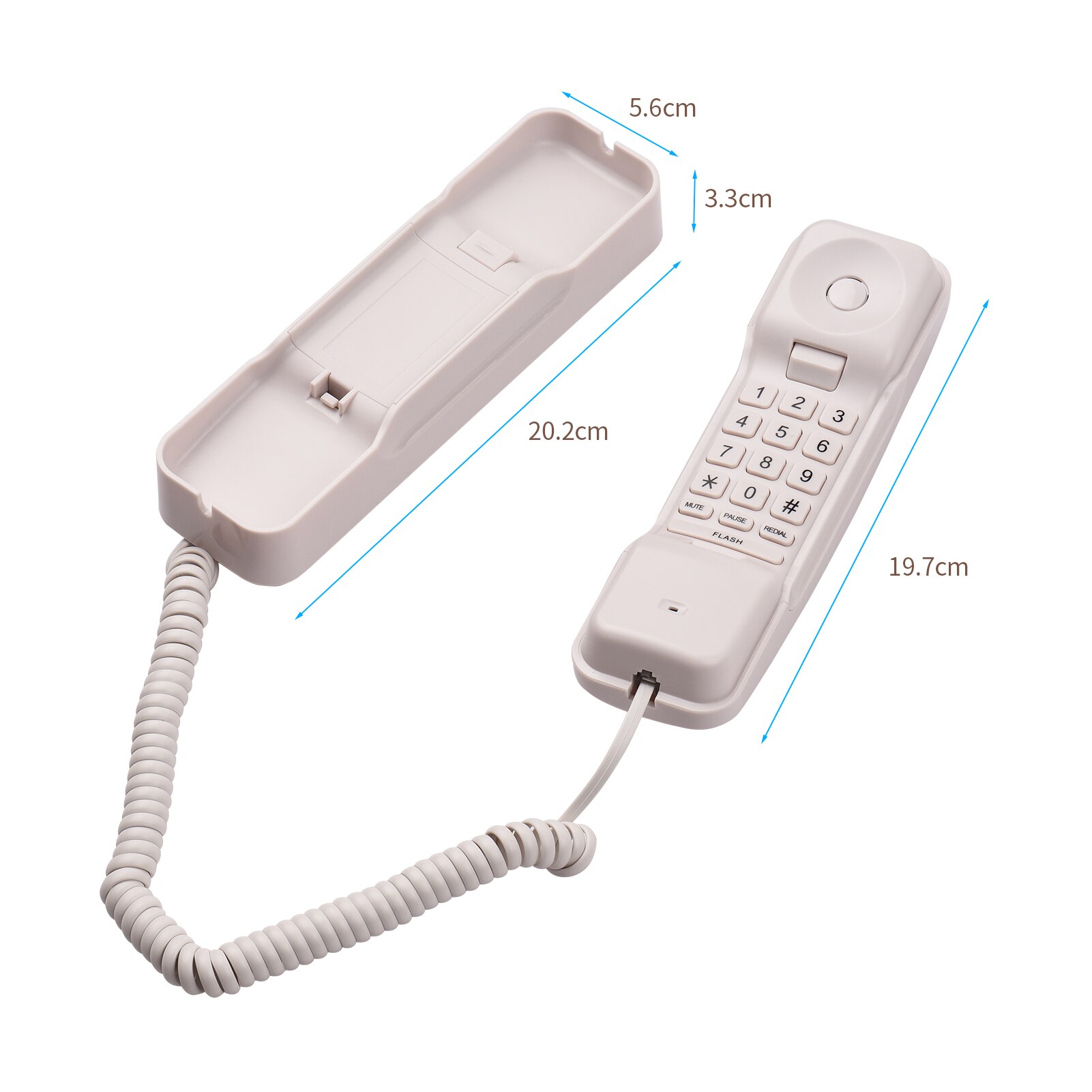 Téléphone filaire Bureau Téléphone Fixe Support Mural Support Fixe Recomposer/Flash/Pause/Silencieux pour La Maison Bureau Entreprise Hôtel Café