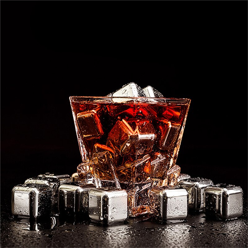 Whisky Stones Ice Cubes Set Reusable Stainless Steel Wine Cooling Cube Chilling Rock Party Bar Tool