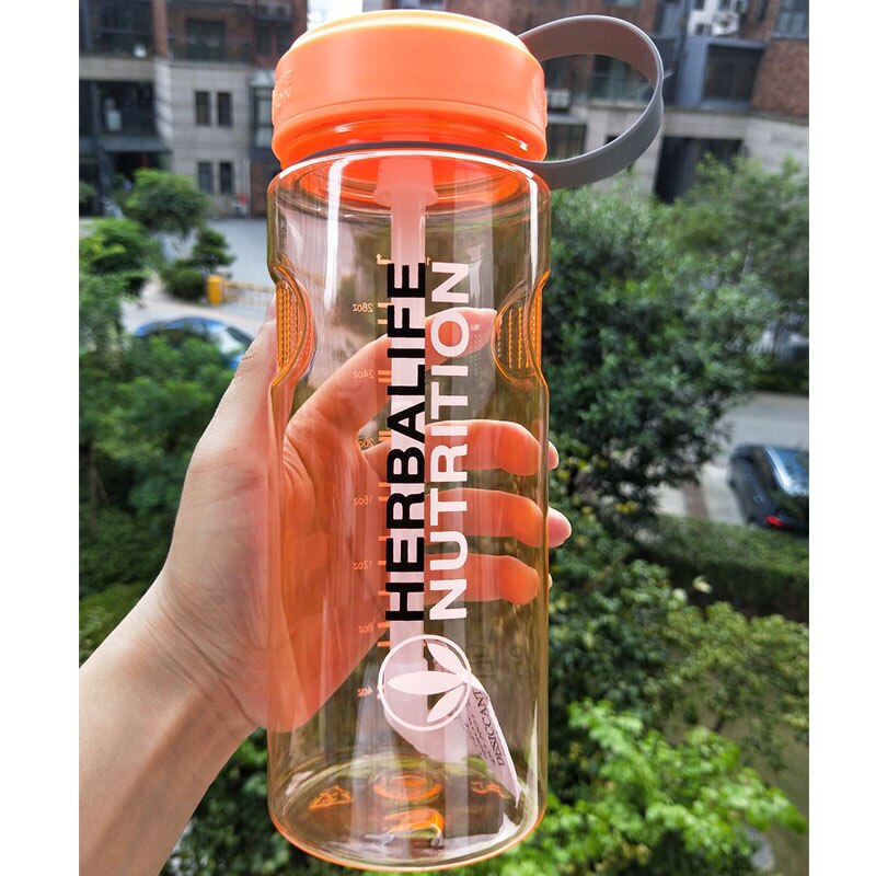 JOUDOO-bouteille de nutrition à l'herbalife 1000ml, pour shaker, pour lait, bouteille en paille, pour sport, gourde spatiale,: 1000ml orange