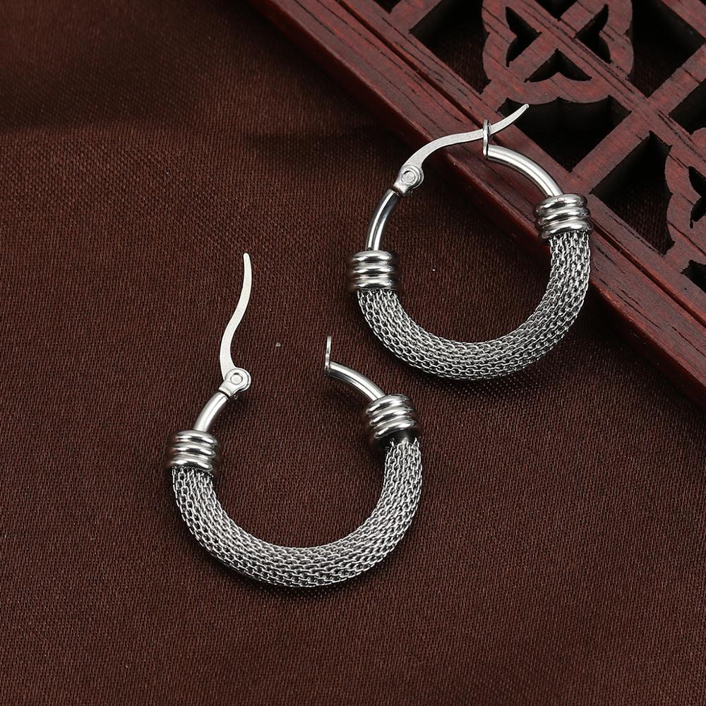 Doreen Box 304 Edelstahl Hoop Ohrringe Silber Farbe Runde Ohrringe Schmuck Post/Draht Größe: (18 gauge), 1 Paar