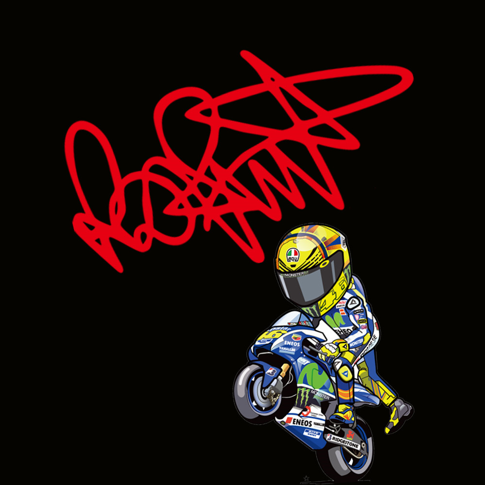 JDM 46 Rossi Signature Adesivo per moto Adesivo riflettente impermeabile Decorazione per finestra paraurti: YELLOW