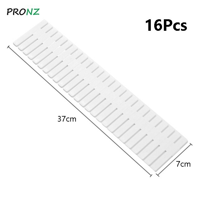 Drawer Organizer DIY Adjustable Storage Partition Board Plastic Drawer Divider Combination Partition Board Space-saving: 16Pcs--White