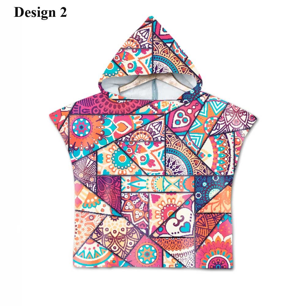 Novelty Boho Bohemian Mandala Bloem Geometrische Diamanten Baby Kids Hooded Zwembad Bad Strand Poncho Handdoek Cape: Design 2