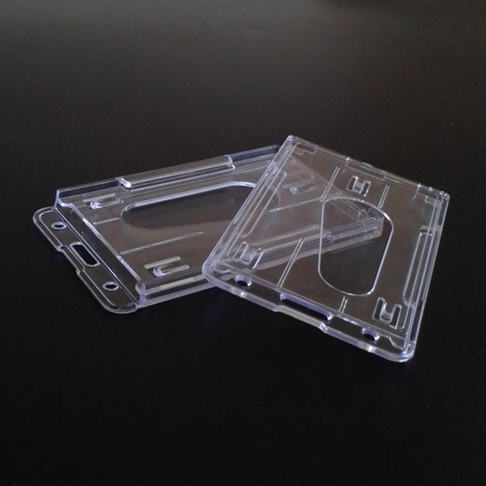 10x6cm Plastic Transparent Vertical Hard Double Side Business ID Card Holder