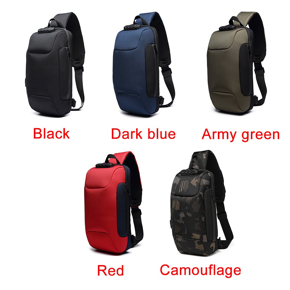 Lichtgewicht Crossbody Mannen Borst Zak Multifunctionele Reizen Outdoor Verstelbare Riem Code Lock Fietsen Running Oxford Doek