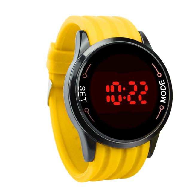 Mens Watch Led Touch Screen Date Wristwatches Silicone Wrist Black 30m Waterproof Casual Men's Sport Wrist Watch Relogio: Yellow
