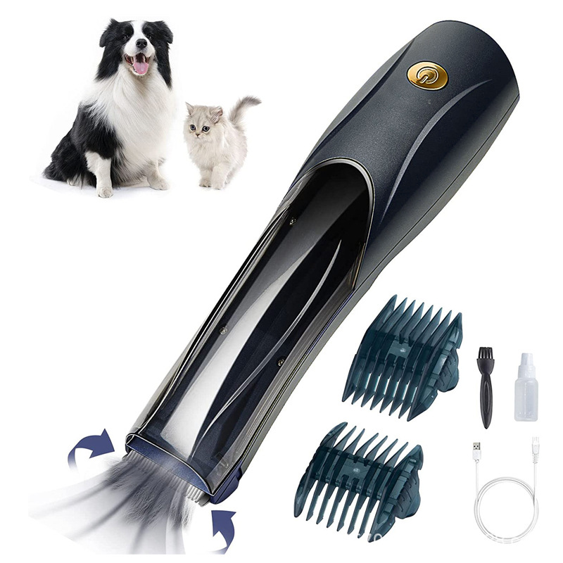 Máquina de cortar cabelo portátil a vácuo para animais de estimação, interruptor de 3 velocidades, recarregável, removedor de pelos de cães, pelos de cães e gatos, tesoura elétrica