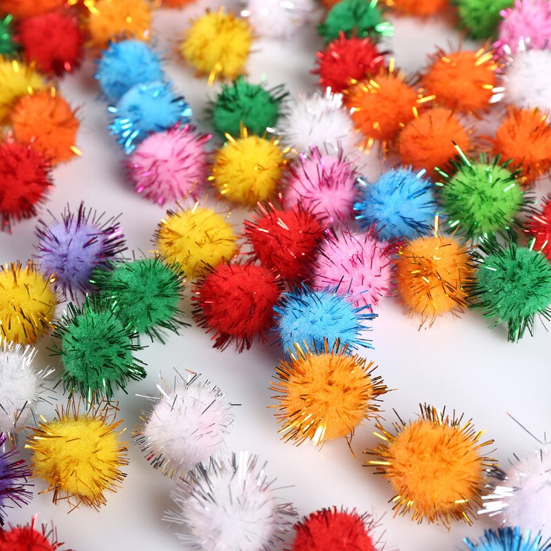 500 STKS/PARTIJ, 25mm Glitter pompom, Chenile pom-pom, DIY accessoires, ornament. Kids DIY, Craft materiaal. Kleuterschool ambachten