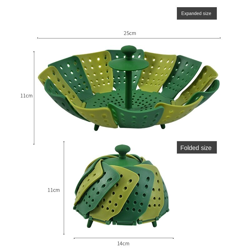 Cookware Plastic Steaming Food Basket Mesh Silicone Faucet Steamer Folding Food Vegetable Vapor Cooker Dish Foldable Steamer