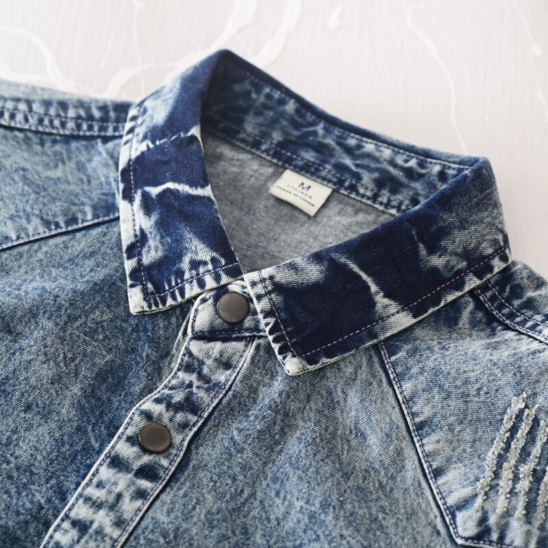Vår og høst langermet denim bomullsskjorte herremerke uformelt svarte skjorter til menn fast komfortabel skjorte herre