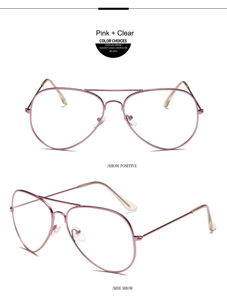 WarBLade Vintage Luxury Reading Glasses Frames Brand Clear Lens Glasses Frame Women Oversize Gold Eyewear Men Pilot Spectacle: pink clear