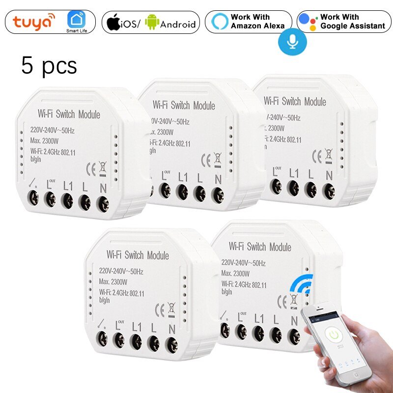 DIY WiFi Smart Light Switch Module Breaker, Smart Life Tuya APP Voice Remote 1/2 Way Control Wall Switch, Alexa Echo Google Home