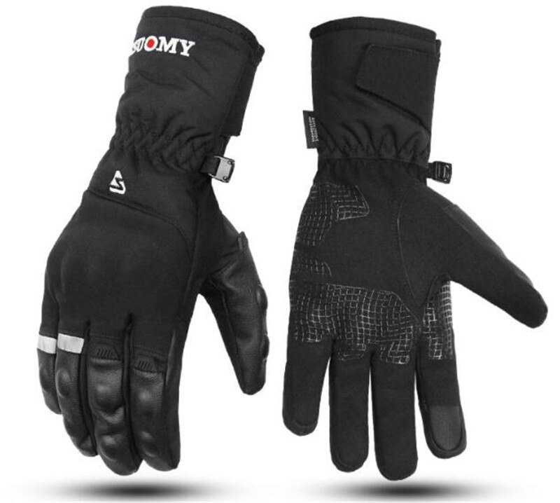 SUOMY-Guantes de Moto impermeables para hombre, manoplas de invierno a prueba de viento con pantalla táctil, 100%: SU-07-1 Black / XXL