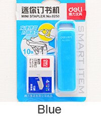 Mini Stapler set Staples Mini style candy color stapler grampeador kawaii stationery office material school supplies: Blue