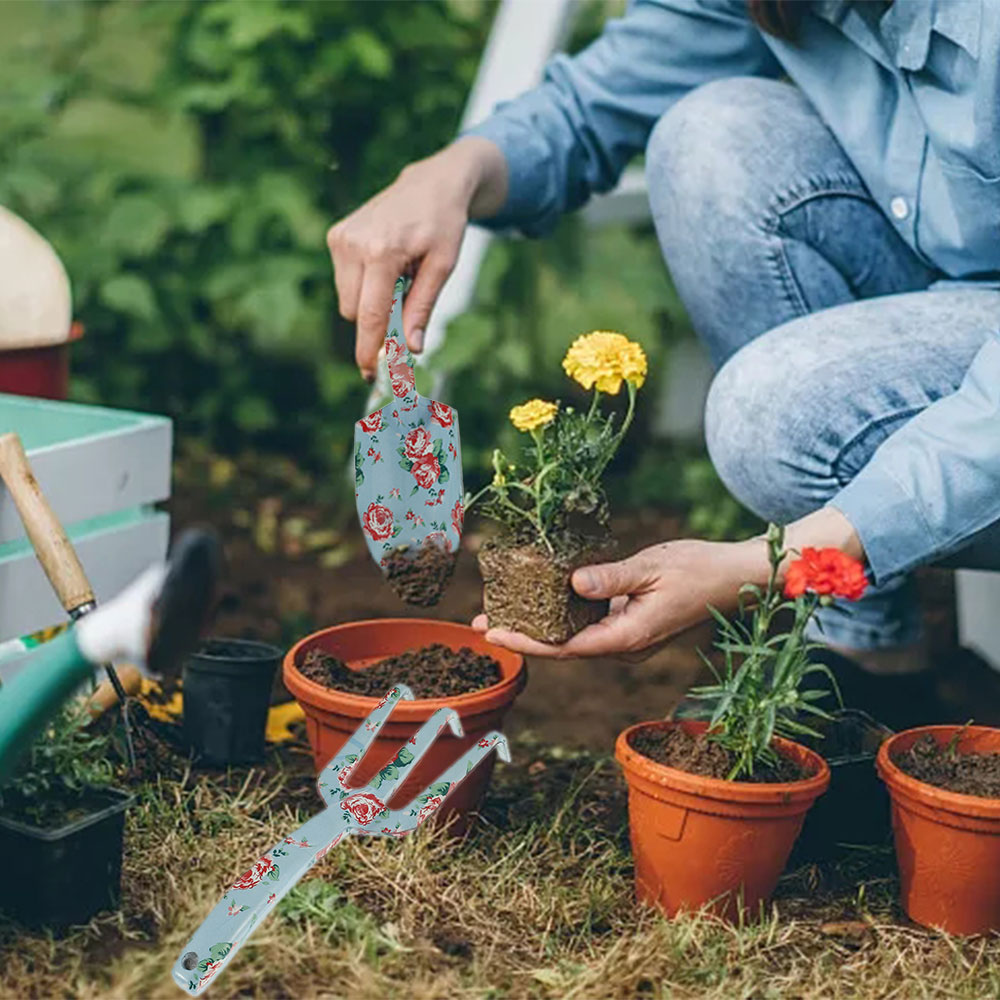 3PCs/Set Three-piece Shovel Rake Planting Tools Combination Home Gardening Tool Set Balcony Home-grown Mini Digging Suits