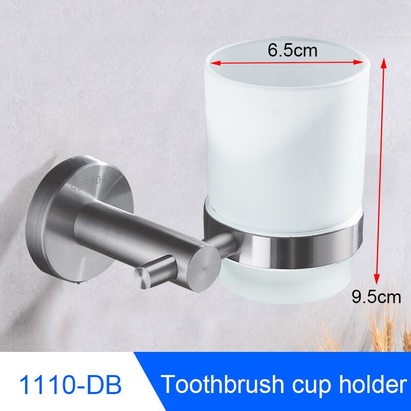 Bathroom Stainless Steel Towel Holder Wall Mounted Towel Rack Hanging Holder Single Towel Bar Ring Robe Hook Toilet Paper Holder: BAL1110-DB