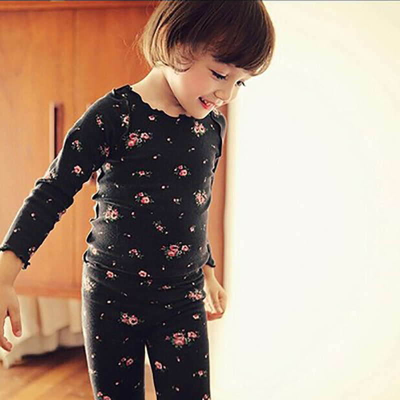 1-8Y Casual Baby Kids Girls Flower Print Pajamas Set Long Sleeve Blouse Tops+Pants Sleepwears