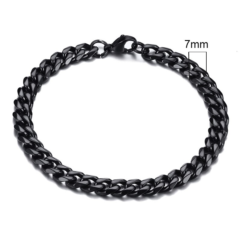 Vnox Heren Eenvoudige 3-11mm RVS Curb Cubaanse Link Chain Armbanden voor Vrouwen Unisex Pols Sieraden