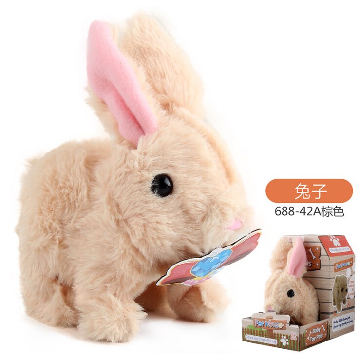 Simulation électrique pour enfants chien petit lapin blanc en peluche Teddy appellera marche chiot intelligent robot chien jouet: Foncé Rouge