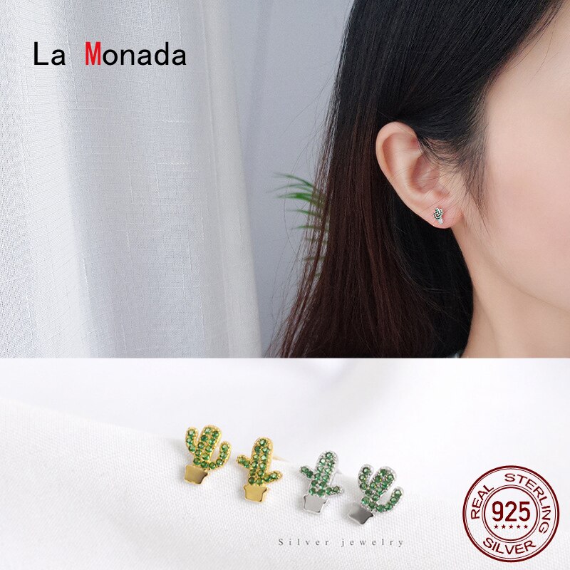 La Monada Asymmetrische Cactus Koreaanse Minimalistische Vrouwen Oorbellen Zilver 925 Stud Fijne Sieraden Zilver 925 Stud Oorbellen Voor Vrouwen